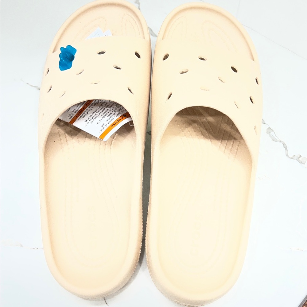 Crocs Cream Slide Sandals - Picture 4 of 5